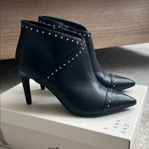 A New Day Black Heeled Boots with Silver Studs